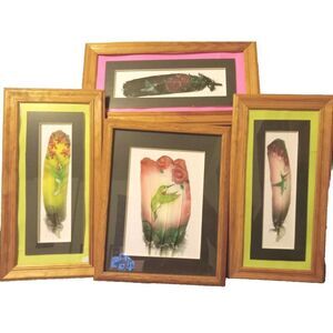 4) Moonlit Hummingbird Collection - Russ Abbott - Original Hand Painted Feathers